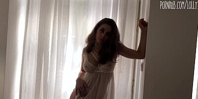 sexy teen in white lingerie with big ass make blowjob and fuck in pov