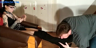 Sexy teen 18+ Domina Boot & Sweaty Sock Sniffing Foot Slave Hd Beth Kinky