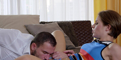 MILF Sasha slides on cock and gets creampie