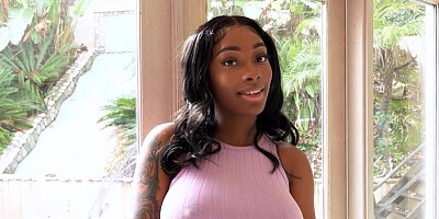 Big boobed black girl lets him fuck that tight booty