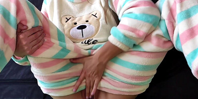 With Small Tits In Pajamas Masturbate Pussy And Squirting Orgasm