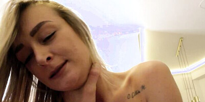 Skinny Step Sister Elena see his Big Bulge and seduce him to Rough Fuck