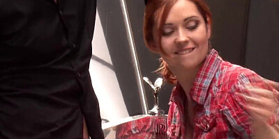 Redheaded grease monkey gets fucked in her tight little hole