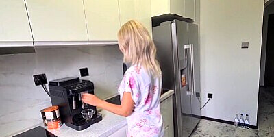 Stepmom seduces his Stepson in the kitchen