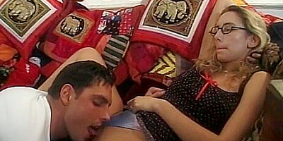 Sexy Slut In Glasses Gets Her Asshole Filled With A Cock Then Stud Gives Facial