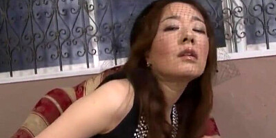 Japanese hot wife enjoys clothed sex in nylons