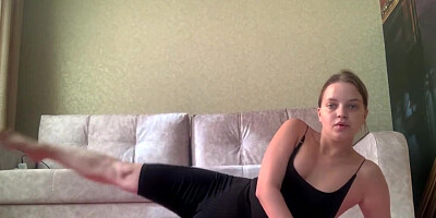 Girl works out before working out with her fave sex toy