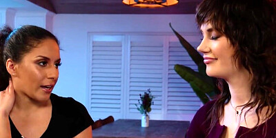 Massage fingering and lesbian fucking with two stunners