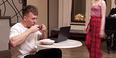 Stepsister's Teasing Leads to Steamy Staircase Encounter