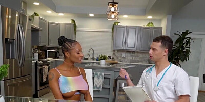 Perfect bobos of a black hottie seduce this kinky dude