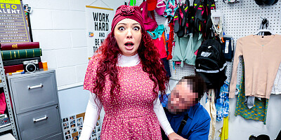 Juggy redhead damsel Kiki Daire gets punished for stealing