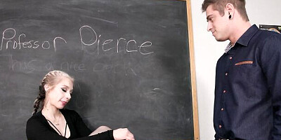 College babe Scarlett Hampton is horny for her professor's big cock