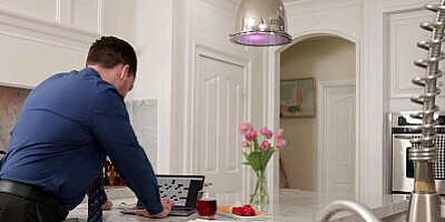 Stacked Ava Sinclaire lets friend's dad play with her all natural tits and fuck her tight pussy