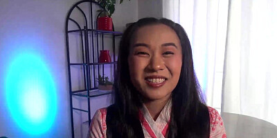 Kimmy Kimm looking adorable while giving a POV footjob