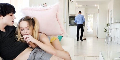 Family Strokes - Clueless Step Father Almost Caught His Horny Teens Sneaky Fuck Around The House