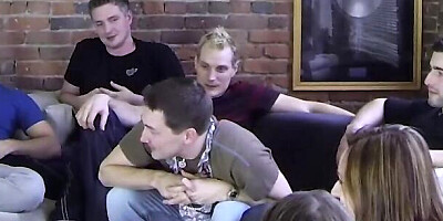 A big orgy after the girls play a nice strip game