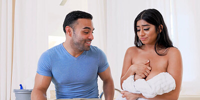 Derrick Ferrari looking at the perfect tits of Violet Myers