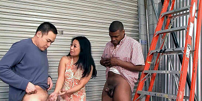 Cuckold husband must watch while his Asian Mature Wife get Fucked by Big Black Cock