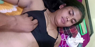 Hairy Desi babe giving a blowob and getting teased