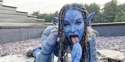 Avatar Big Prolapse Hard Dildo Anal And Pussy Fuck Squirt In Nature - Monika Fox