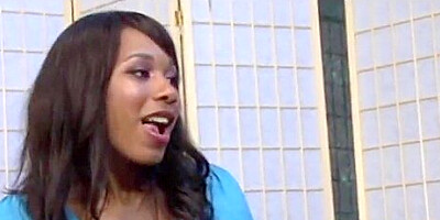Black Babe Enjoys A Big Black Cock In Her Pussy On A Cream Sofa