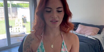 Hot Redhead Step Sister Still Lets Him Fuck Her Tight Pussy After She Caught Him Watching