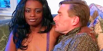 Ebony With Huge Boobs Sucks White Studs Cock On The Couch