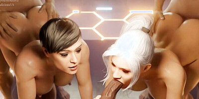 Deep Throat & Blowjob Compilation (animation with sound) 3D Hentai Porn SFM