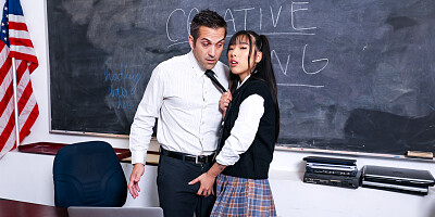 Asian schoolgirl Elle Lee gets fucked in the classroom