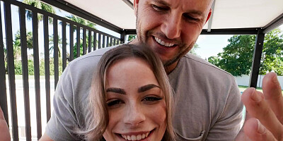 Bald hunk JMac is c hoking Renee Rose while fucking