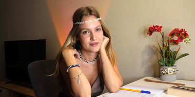 Not exactly a common astrologer's technique. Sucked him off and fucked herself to solve the problem.