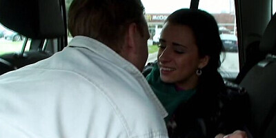 Dark haired German beauty loves fucking in the car
