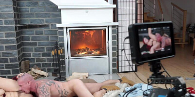 Blonde babe Angel Wicky spends the winter nights fucking