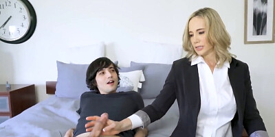 Lilly the golden MILF seduces her son's bully in her home