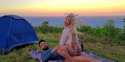 Risky Sex Real Amateur Couple Fucking At Camp