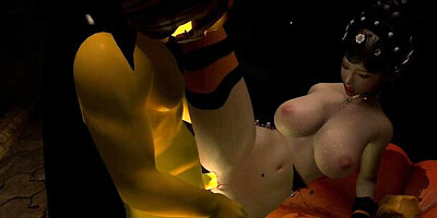 3D super hot Asian milf cheating with big white cock