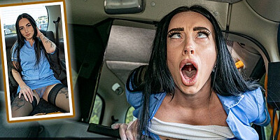Fucking a Hot Nurse in Uniform Inside a Taxi