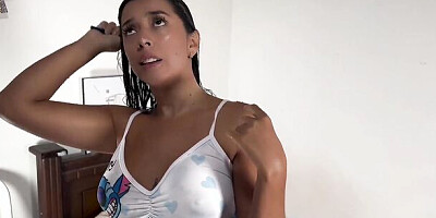 I take a shower with my stepbrother and then I have a creamy orgasm thinking about my stepson. SQUIRT