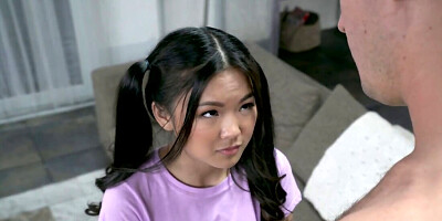 Little Lulu struggles to handle her boyfriend's big white cock