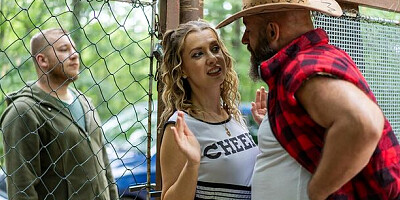 Outdoor sex in the doggy style with a hot curly-haired Andrea