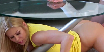 Fake boobs blonde bouncing on a hard dick with LUST