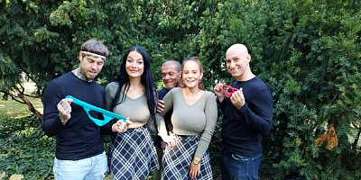 Immoral live featuring Jennifer Mendez and Maddy Black's outdoor sex