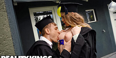 REALITY KINGS - Naughty Little Angel Sneakily Sucks Her Bf's Cock At Her Graduation Party Then Takes A Ride On it