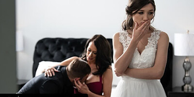 PURE TABOO Bride Maya Woulfe Caught Anxious Fiance Sucking His Caring Stepmom Reagan Foxx's Breasts