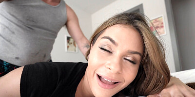 Stepbrother uses his hot skater stepsister on his bed