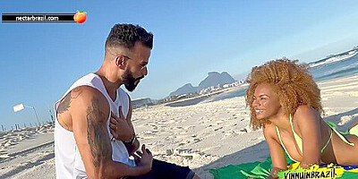 Naughty Brunette Seduced By Porn Actor On Deserted Beach!