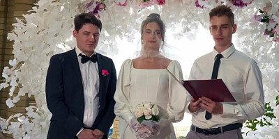 Bride was fucked hard and got anal creampie while guests were watching