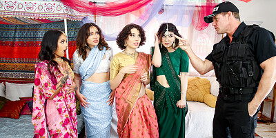 Nina White, Naudi Nala, Satine Summers and Nikki Slick getting fucked in turn