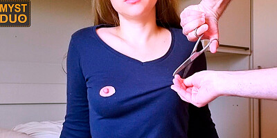 The blouse was pressing against my nipples, so he came up with a solution