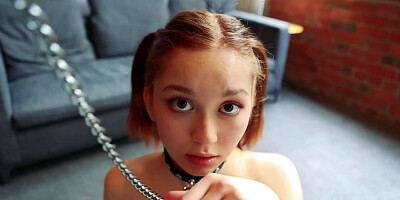 Watch Kinky Girl In Collar And Leash Stroke It Doggy Style - Louise Louellen